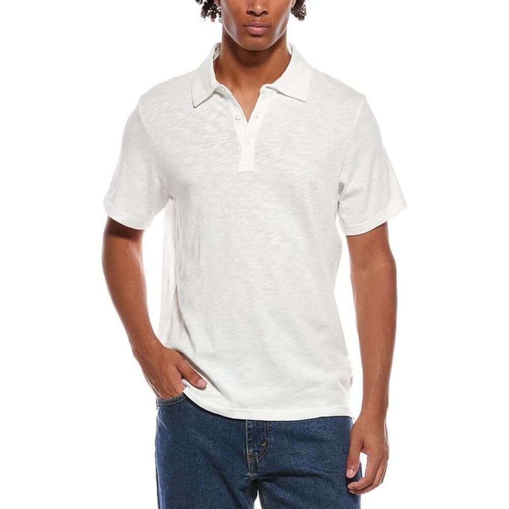 Onia Mens  Slub Polo Shirt, White